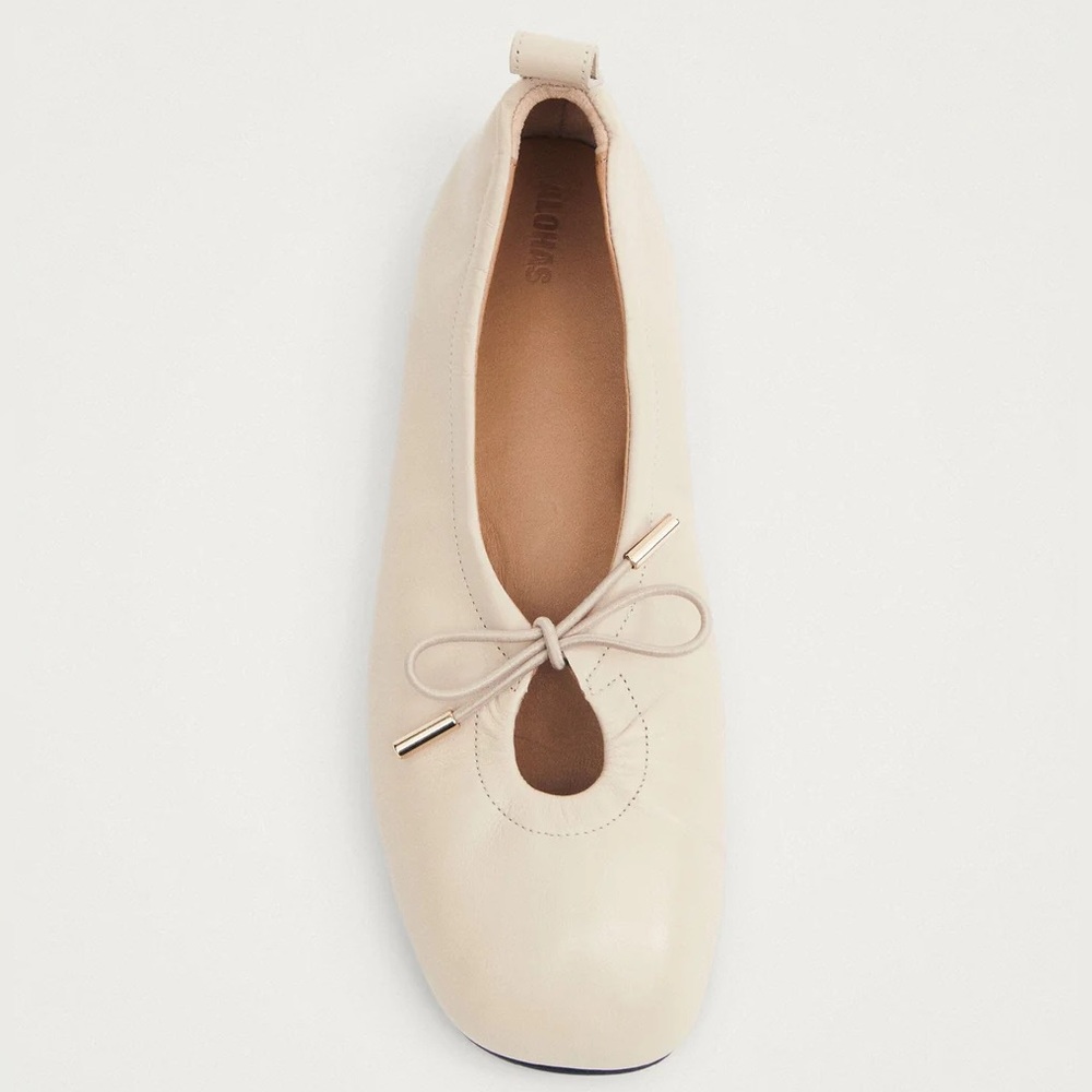 Alohas Rosalind Cream Leather Ballet Flats - Picture 2 of 8